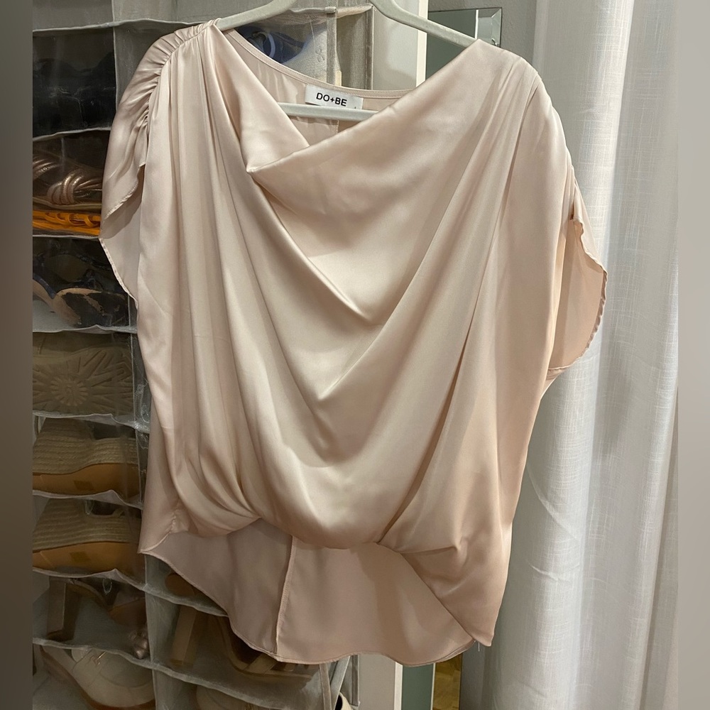 Champagne DO+BE Oversized Flowing Satin Tee